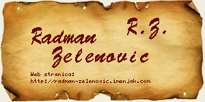 Radman Zelenović vizit kartica